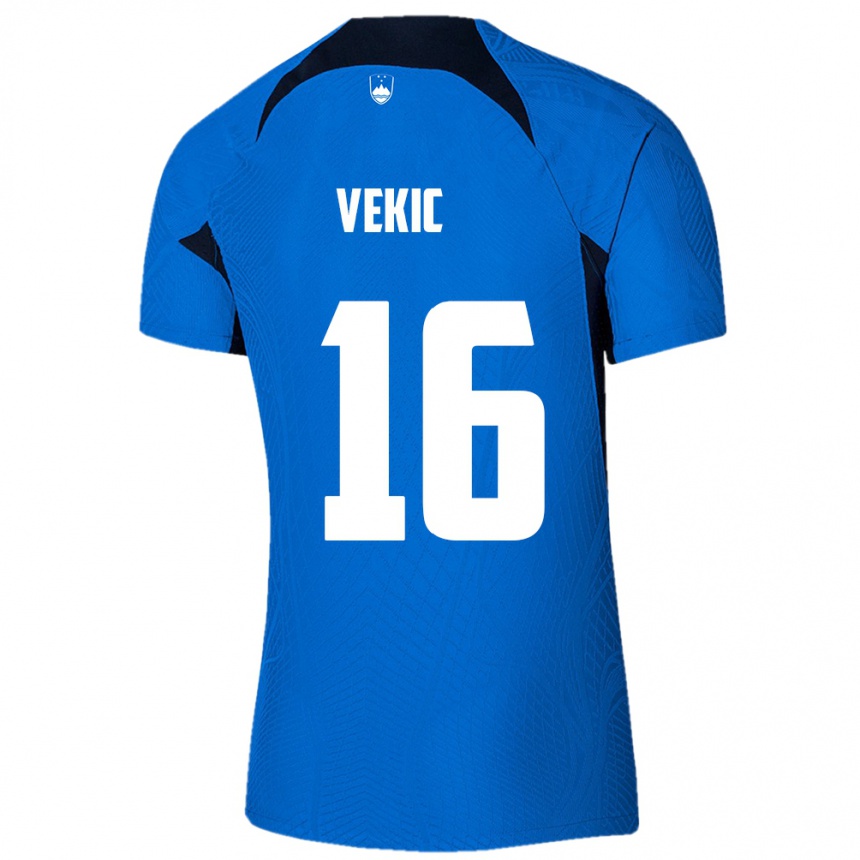 Niño Fútbol Camiseta Eslovenia Igor Vekic #16 Azul 2ª Equipación 24-26 Argentina