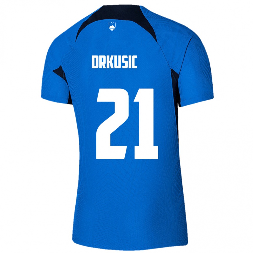 Niño Fútbol Camiseta Eslovenia Vanja Drkusic #21 Azul 2ª Equipación 24-26 Argentina