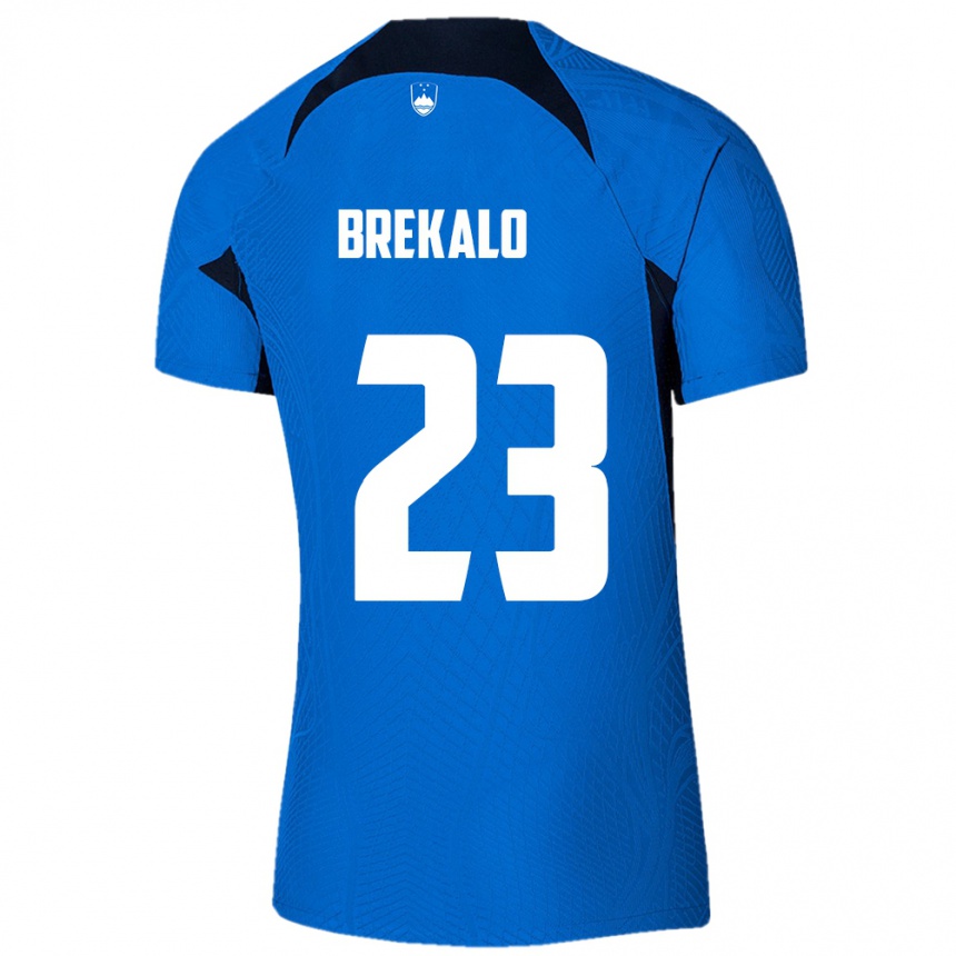 Niño Fútbol Camiseta Eslovenia David Brekalo #23 Azul 2ª Equipación 24-26 Argentina