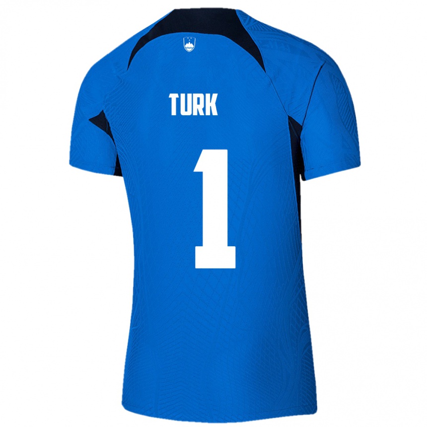 Niño Fútbol Camiseta Eslovenia Martin Turk #1 Azul 2ª Equipación 24-26 Argentina