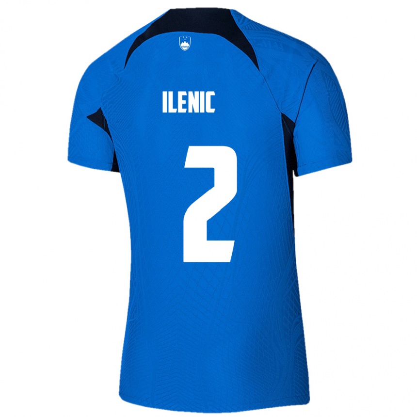 Niño Fútbol Camiseta Eslovenia Mitja Ilenic #2 Azul 2ª Equipación 24-26 Argentina