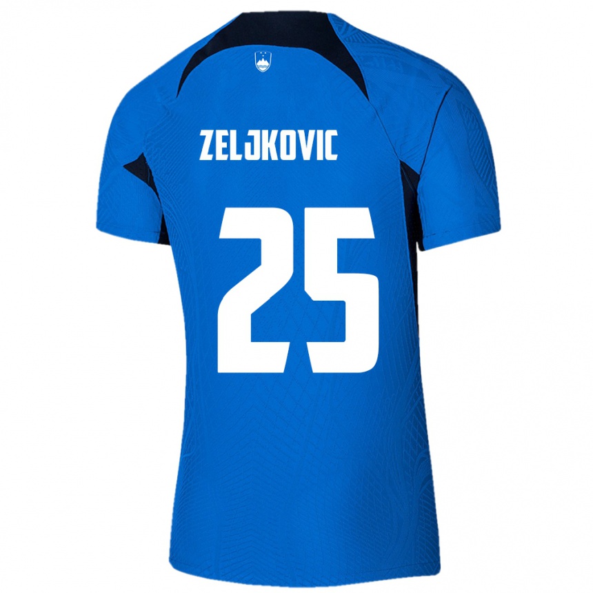 Niño Fútbol Camiseta Eslovenia Adrian Zeljkovic #25 Azul 2ª Equipación 24-26 Argentina