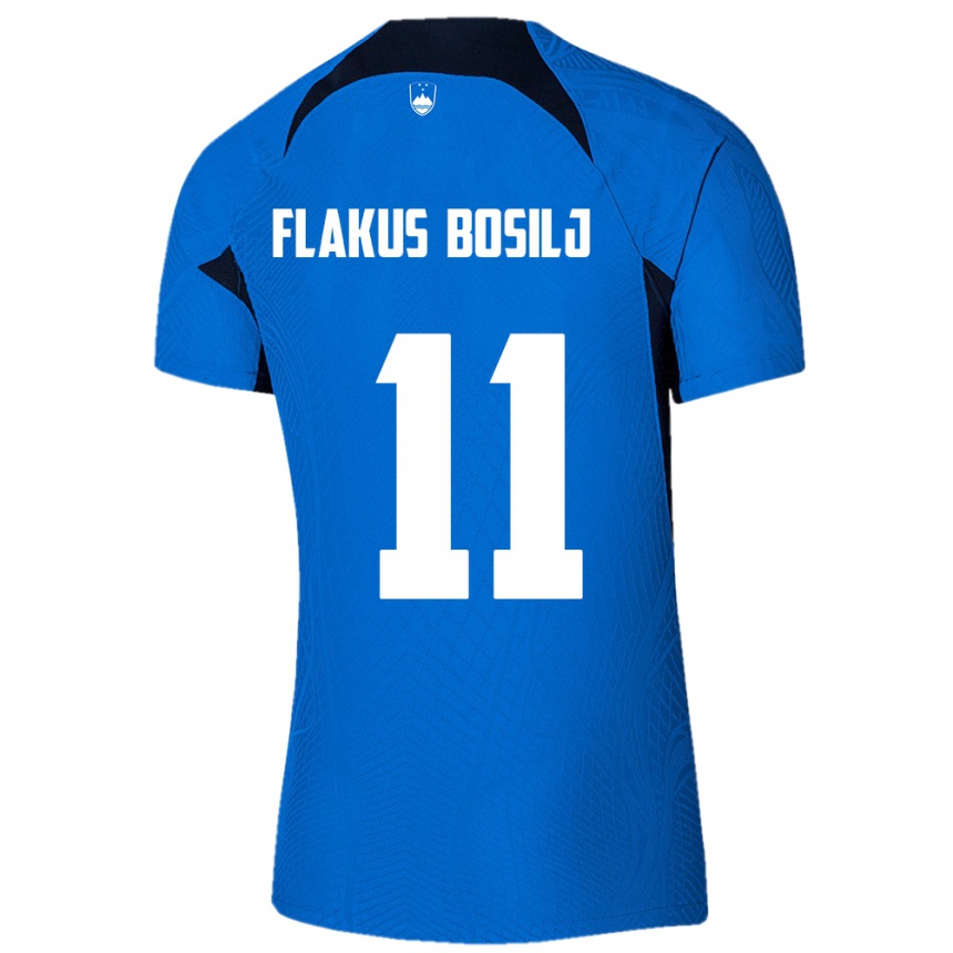 Niño Fútbol Camiseta Eslovenia David Flakus Bosilj #11 Azul 2ª Equipación 24-26 Argentina