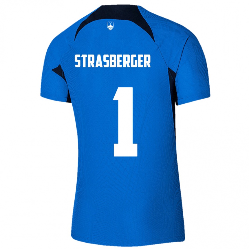 Niño Fútbol Camiseta Eslovenia Tim Strasberger #1 Azul 2ª Equipación 24-26 Argentina