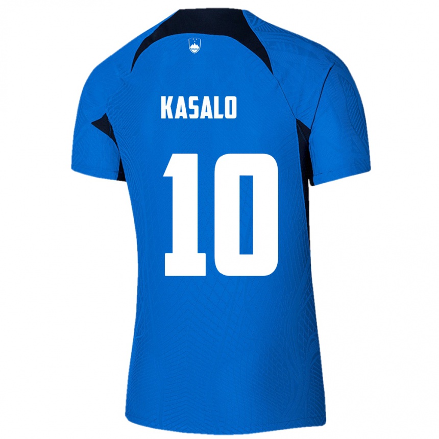 Niño Fútbol Camiseta Eslovenia Niko Kasalo #10 Azul 2ª Equipación 24-26 Argentina