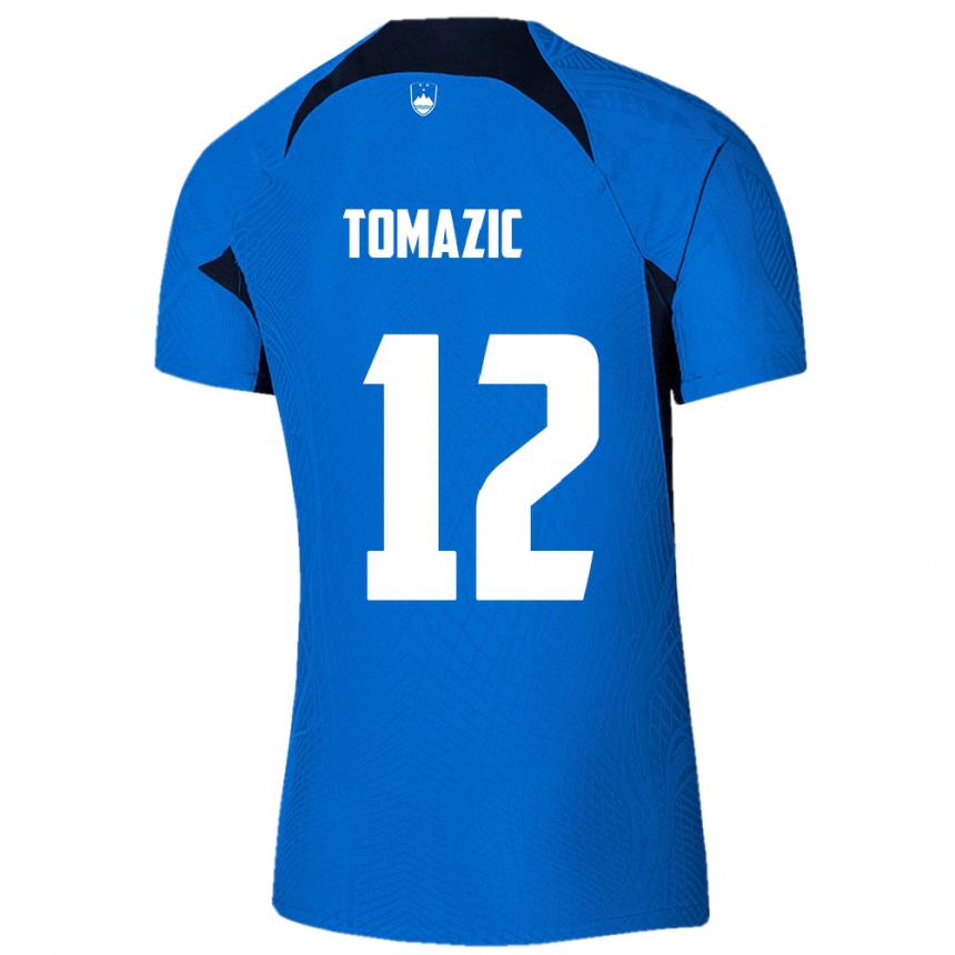 Niño Fútbol Camiseta Eslovenia Lukas Tomazic #12 Azul 2ª Equipación 24-26 Argentina