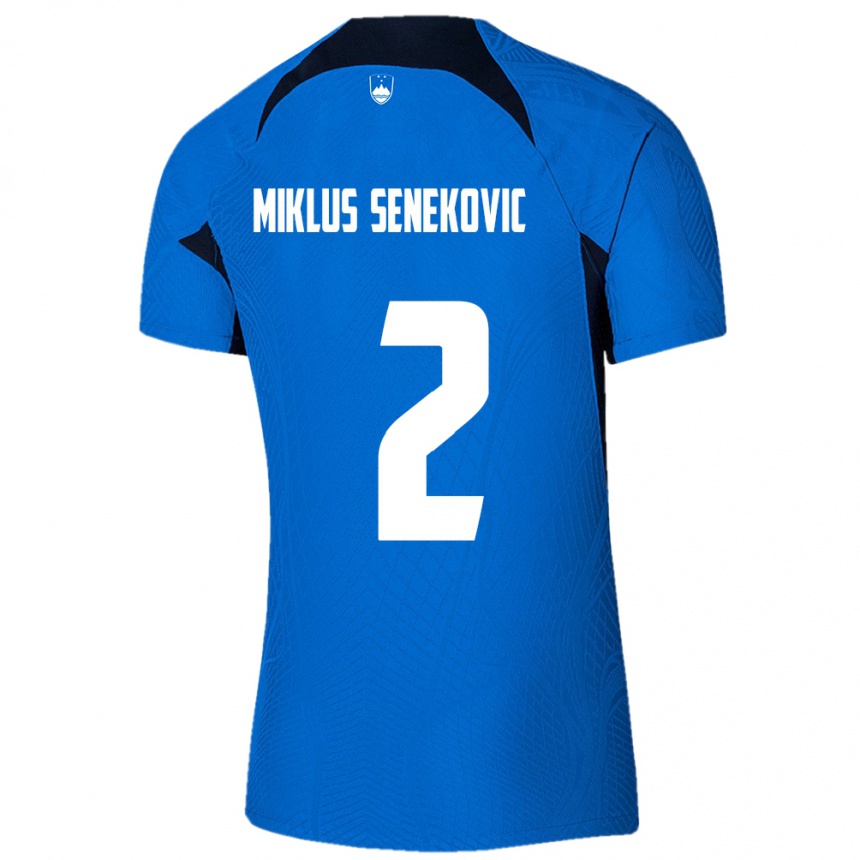 Niño Fútbol Camiseta Eslovenia Gal Miklus Senekovic #2 Azul 2ª Equipación 24-26 Argentina