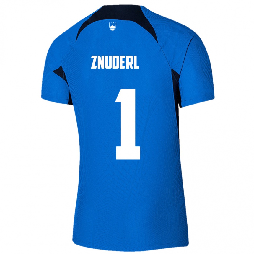 Niño Fútbol Camiseta Eslovenia Tai Znuderl #1 Azul 2ª Equipación 24-26 Argentina