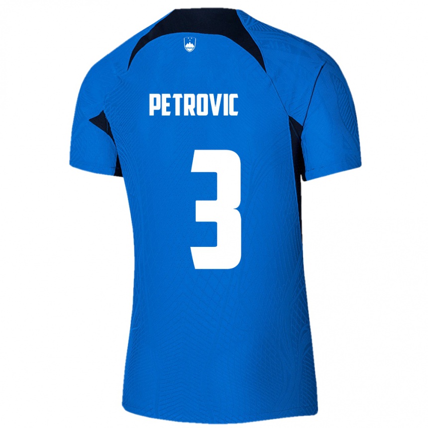 Niño Fútbol Camiseta Eslovenia Zan Petrovic #3 Azul 2ª Equipación 24-26 Argentina