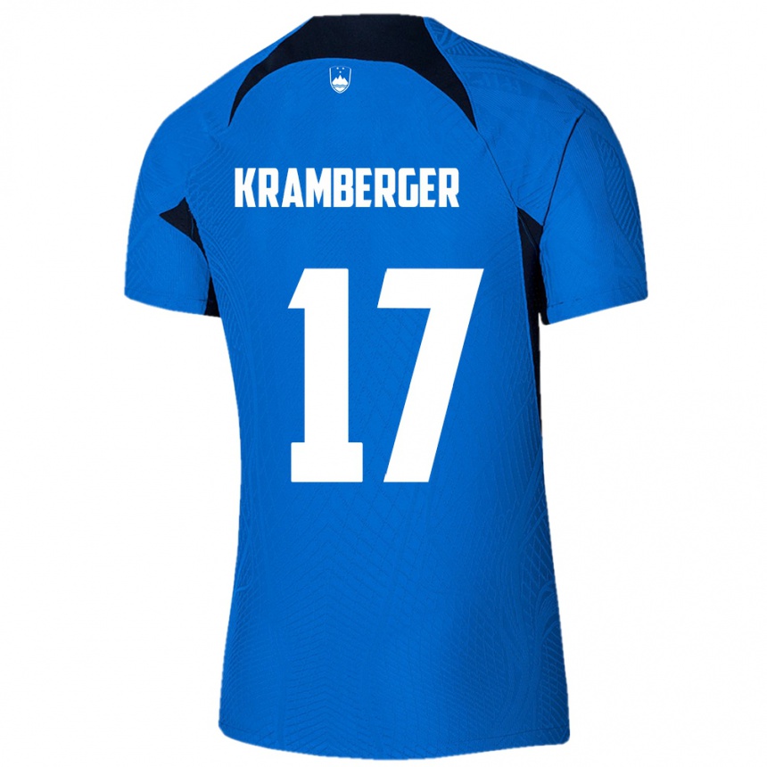 Niño Fútbol Camiseta Eslovenia Enej Kramberger #17 Azul 2ª Equipación 24-26 Argentina