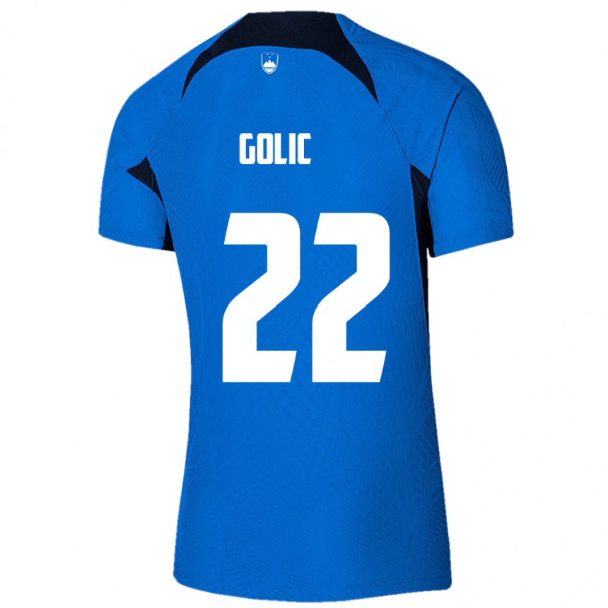 Niño Fútbol Camiseta Eslovenia Tilen Golic #22 Azul 2ª Equipación 24-26 Argentina