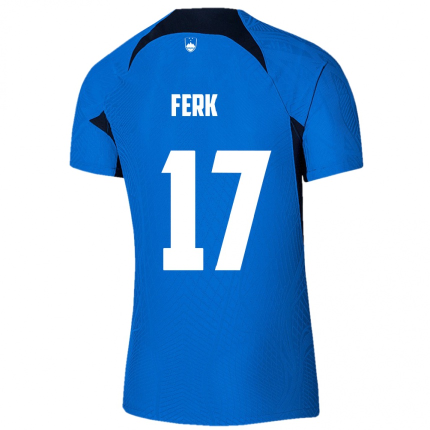 Niño Fútbol Camiseta Eslovenia Matic Ferk #17 Azul 2ª Equipación 24-26 Argentina