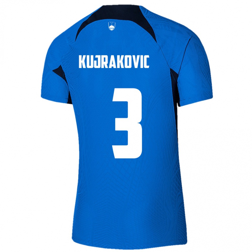 Niño Fútbol Camiseta Eslovenia Minel Kujrakovic #3 Azul 2ª Equipación 24-26 Argentina