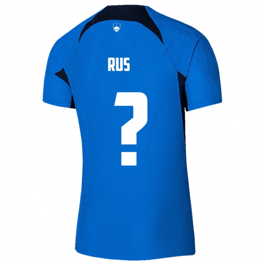 Niño Fútbol Camiseta Eslovenia Luka Rus #0 Azul 2ª Equipación 24-26 Argentina