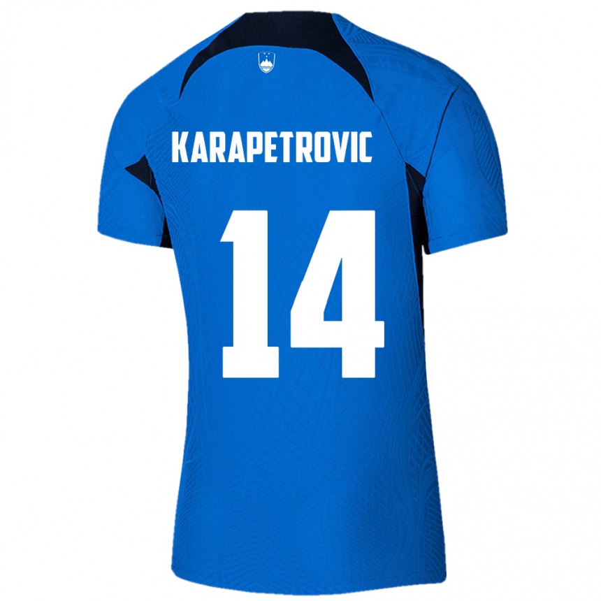 Niño Fútbol Camiseta Eslovenia Luka Karapetrovic #14 Azul 2ª Equipación 24-26 Argentina