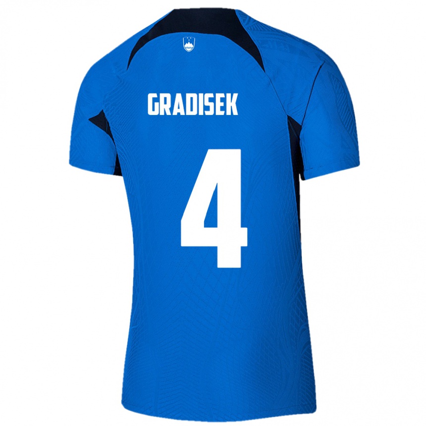 Niño Fútbol Camiseta Eslovenia Sara Gradišek #4 Azul 2ª Equipación 24-26 Argentina