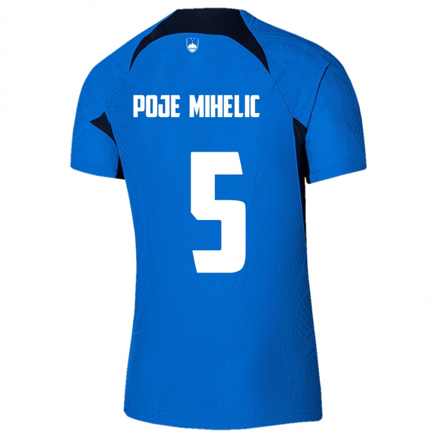 Niño Fútbol Camiseta Eslovenia Naja Poje Mihelič #5 Azul 2ª Equipación 24-26 Argentina