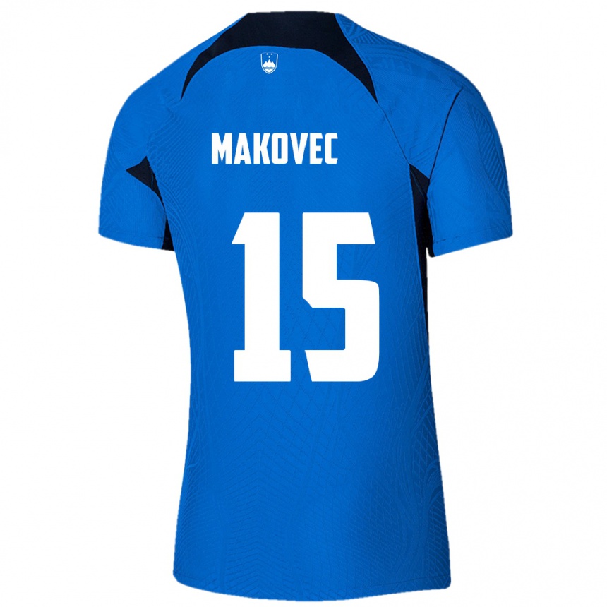 Niño Fútbol Camiseta Eslovenia Sara Makovec #15 Azul 2ª Equipación 24-26 Argentina