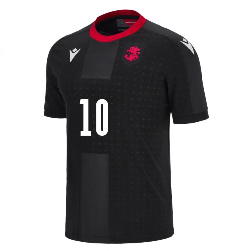 Niño Fútbol Camiseta Georgia Nikoloz Kvelashvili #10 Negro 2ª Equipación 24-26 Argentina