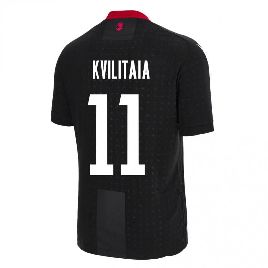 Niño Fútbol Camiseta Georgia Giorgi Kvilitaia #11 Negro 2ª Equipación 24-26 Argentina