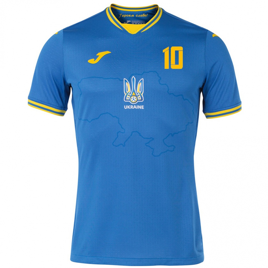 Niño Fútbol Camiseta Ucrania Mykhaylo Mudryk #10 Azul 2ª Equipación 24-26 Argentina