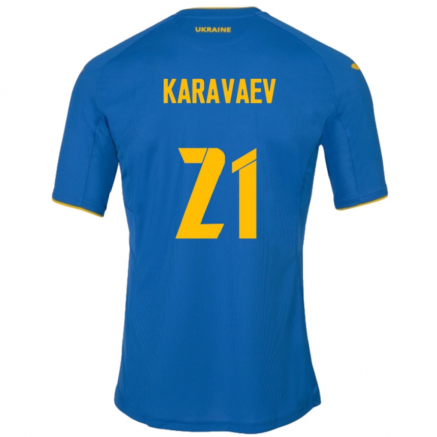 Niño Fútbol Camiseta Ucrania Oleksandr Karavaev #21 Azul 2ª Equipación 24-26 Argentina