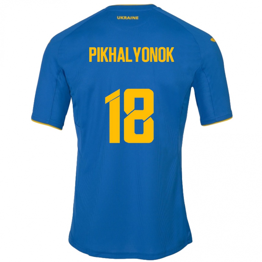 Niño Fútbol Camiseta Ucrania Oleksandr Pikhalyonok #18 Azul 2ª Equipación 24-26 Argentina