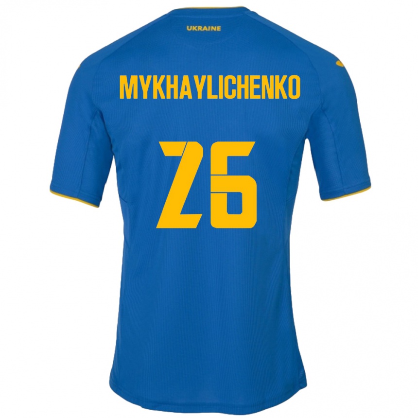 Niño Fútbol Camiseta Ucrania Bogdan Mykhaylichenko #26 Azul 2ª Equipación 24-26 Argentina