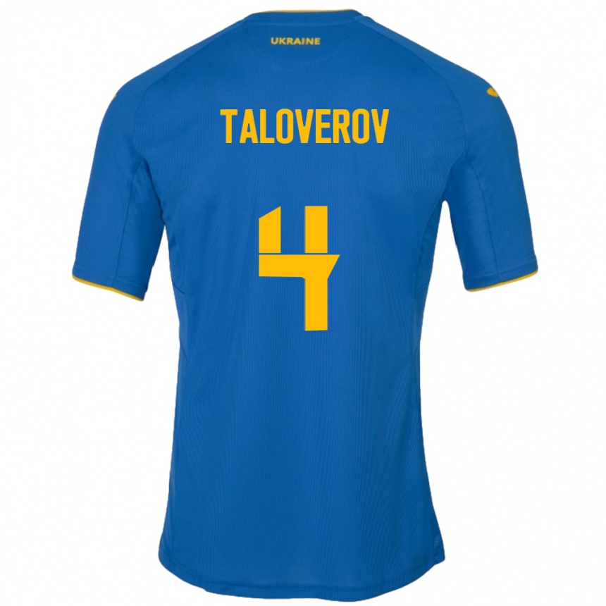 Niño Fútbol Camiseta Ucrania Maksym Taloverov #4 Azul 2ª Equipación 24-26 Argentina