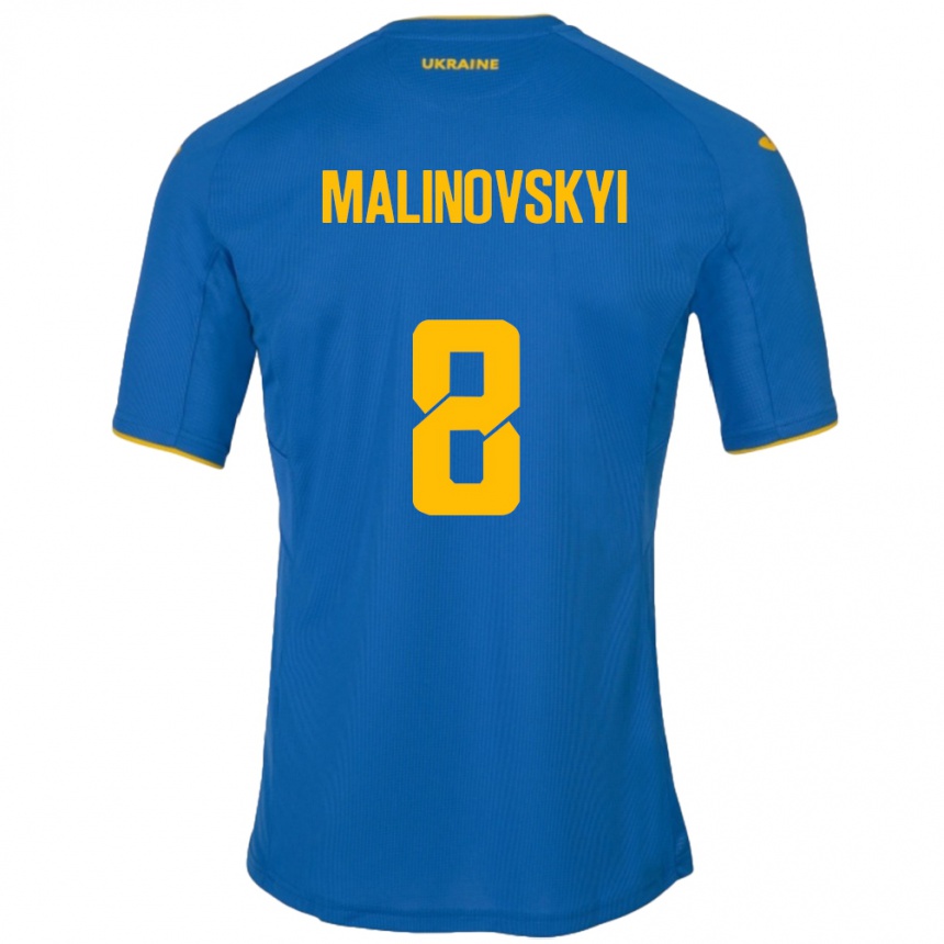 Niño Fútbol Camiseta Ucrania Ruslan Malinovskyi #8 Azul 2ª Equipación 24-26 Argentina