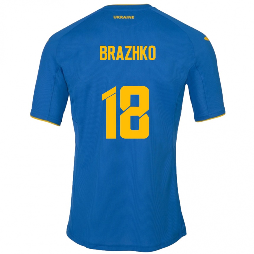 Niño Fútbol Camiseta Ucrania Volodymyr Brazhko #18 Azul 2ª Equipación 24-26 Argentina