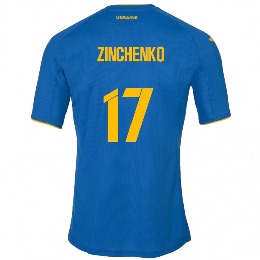 Niño Fútbol Camiseta Ucrania Oleksandr Zinchenko #17 Azul 2ª Equipación 24-26 Argentina