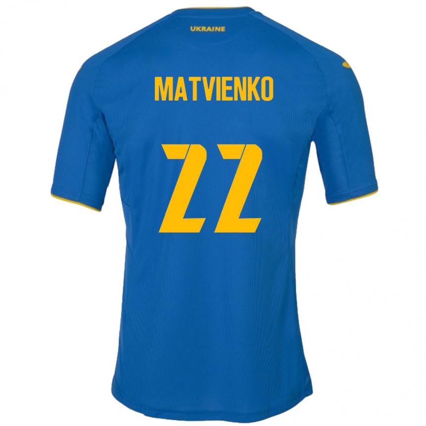 Niño Fútbol Camiseta Ucrania Mykola Matvienko #22 Azul 2ª Equipación 24-26 Argentina