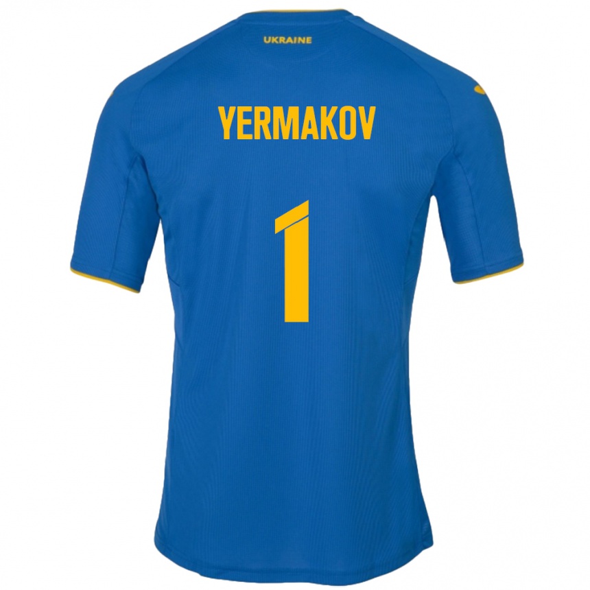 Niño Fútbol Camiseta Ucrania Georgiy Yermakov #1 Azul 2ª Equipación 24-26 Argentina