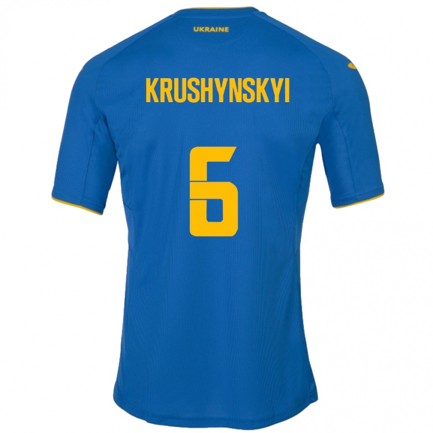 Niño Fútbol Camiseta Ucrania Borys Krushynskyi #6 Azul 2ª Equipación 24-26 Argentina