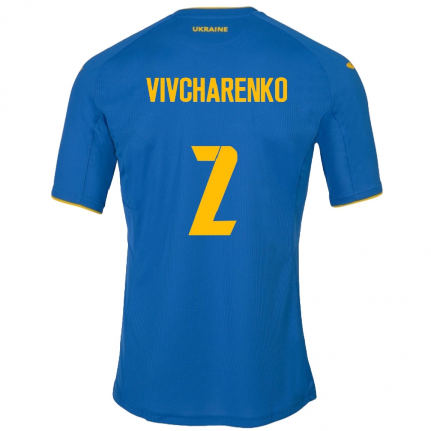 Niño Fútbol Camiseta Ucrania Kostyantyn Vivcharenko #2 Azul 2ª Equipación 24-26 Argentina