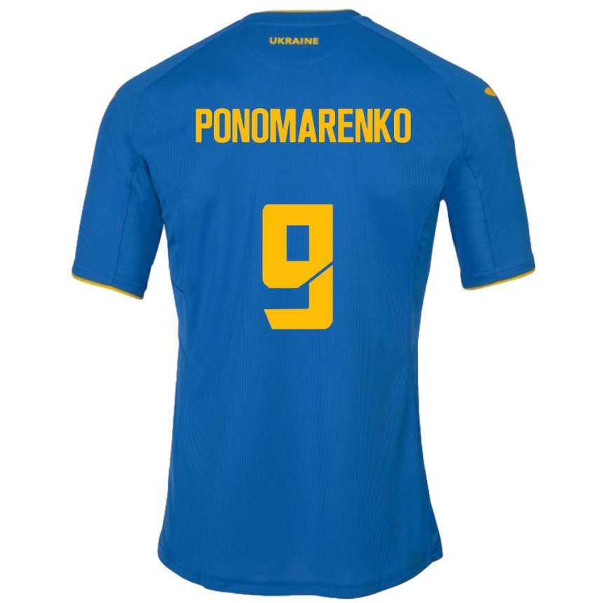 Niño Fútbol Camiseta Ucrania Matviy Ponomarenko #9 Azul 2ª Equipación 24-26 Argentina