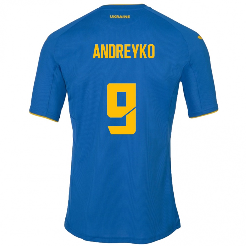 Niño Fútbol Camiseta Ucrania Ivan Andreyko #9 Azul 2ª Equipación 24-26 Argentina