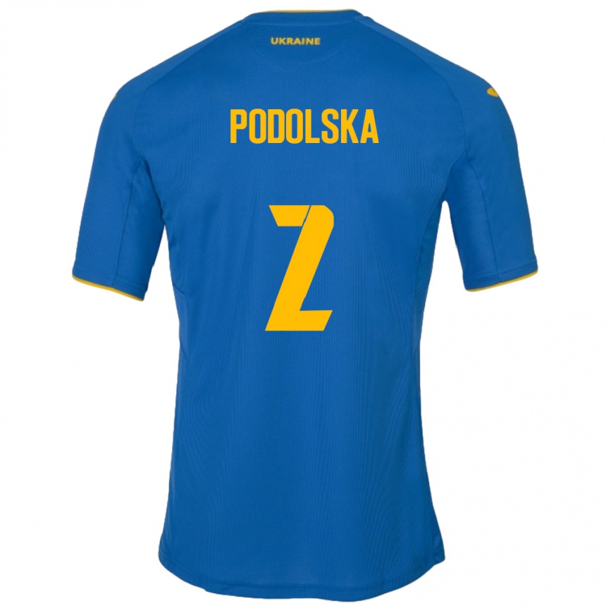 Niño Fútbol Camiseta Ucrania Iryna Podolska #2 Azul 2ª Equipación 24-26 Argentina