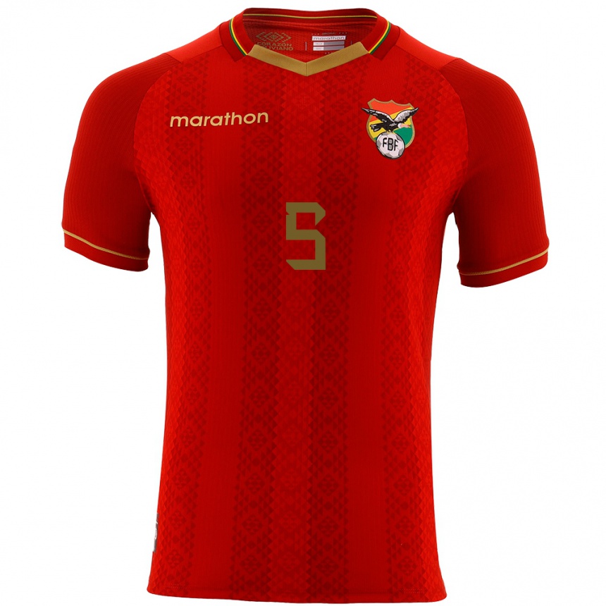 Niño Fútbol Camiseta Bolivia Ervin Vaca #5 Rojo 2ª Equipación 24-26 Argentina