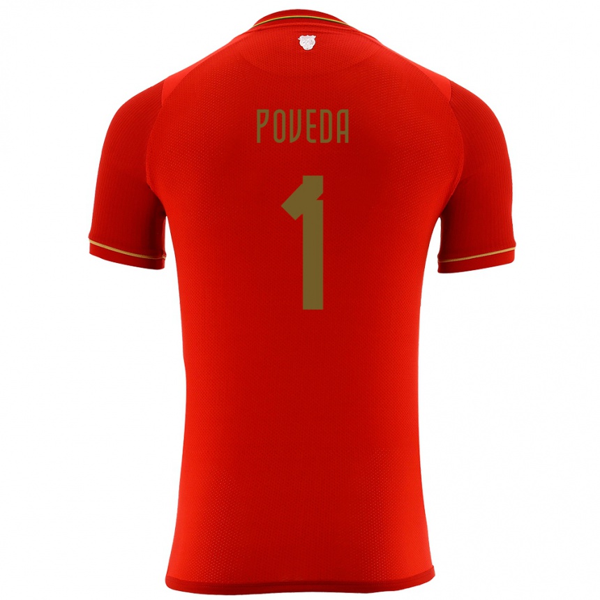 Niño Fútbol Camiseta Bolivia Bruno Poveda #1 Rojo 2ª Equipación 24-26 Argentina