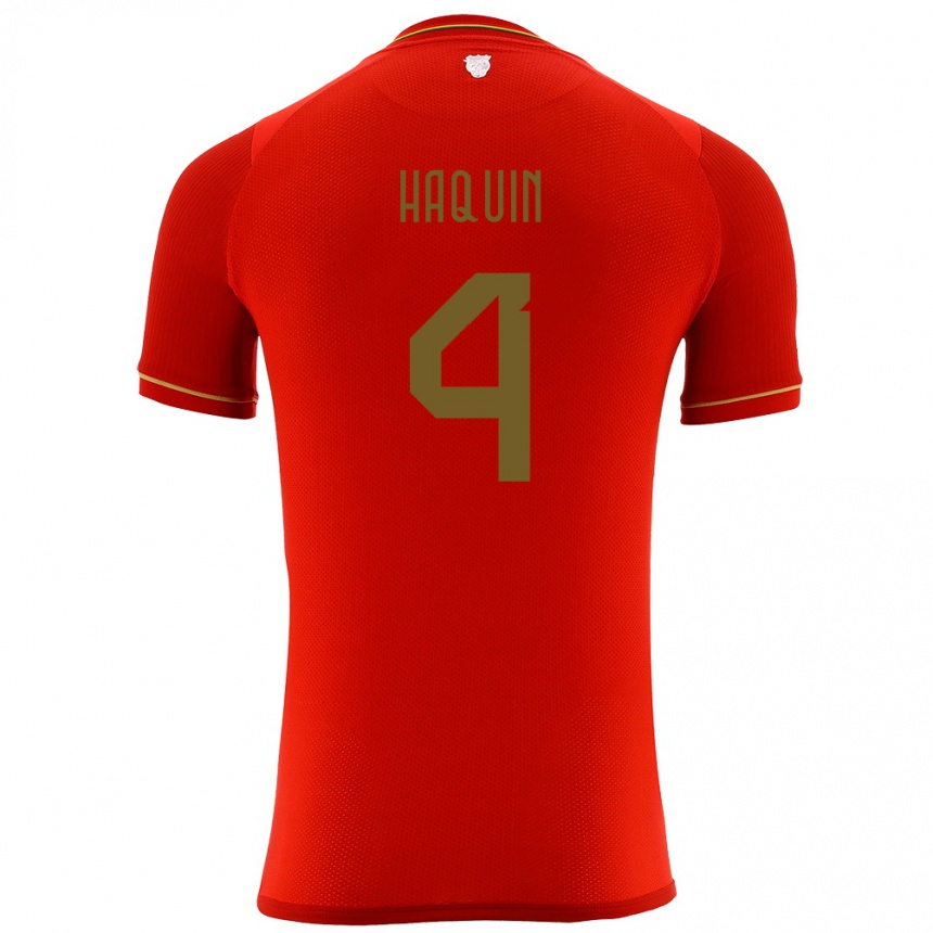 Niño Fútbol Camiseta Bolivia Luis Haquín #4 Rojo 2ª Equipación 24-26 Argentina