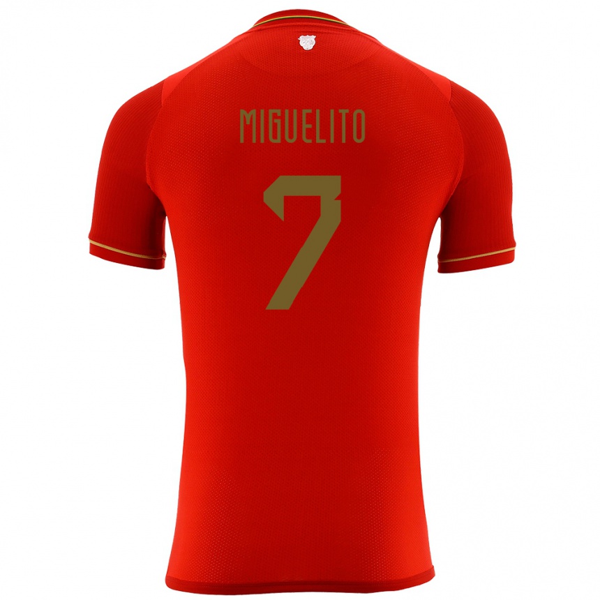 Niño Fútbol Camiseta Bolivia Miguelito #7 Rojo 2ª Equipación 24-26 Argentina