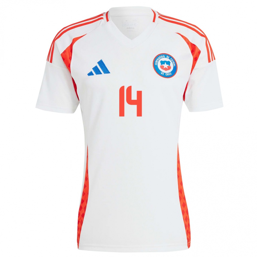 Niño Fútbol Camiseta Chile Leandro Hernández #14 Blanco 2ª Equipación 24-26 Argentina