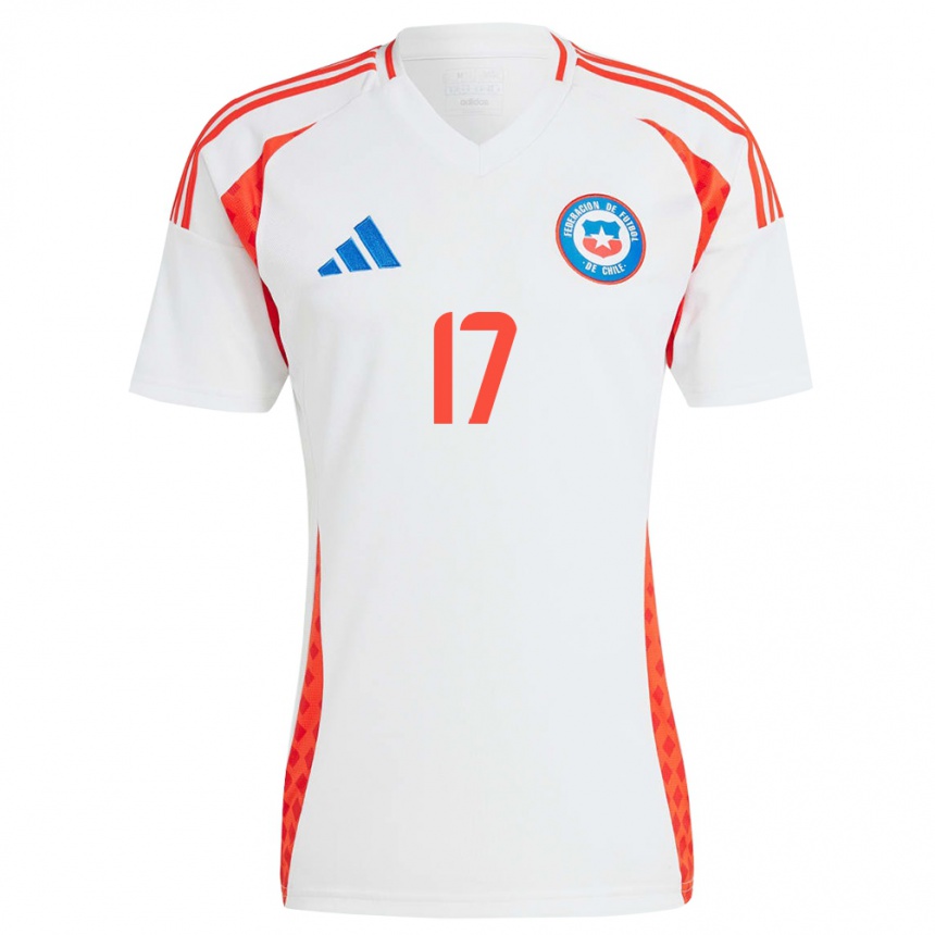 Niño Fútbol Camiseta Chile Esteban Pavez #17 Blanco 2ª Equipación 24-26 Argentina