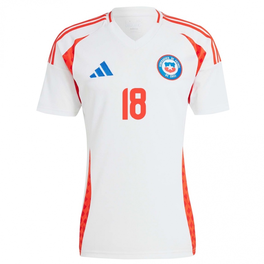 Niño Fútbol Camiseta Chile Rodrigo Echeverría #18 Blanco 2ª Equipación 24-26 Argentina