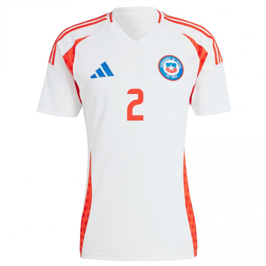 Niño Fútbol Camiseta Chile Víctor Campos #2 Blanco 2ª Equipación 24-26 Argentina