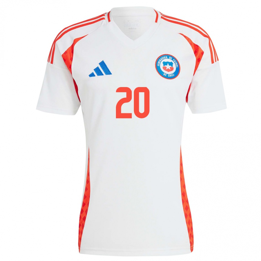 Niño Fútbol Camiseta Chile Lucas Assadi #20 Blanco 2ª Equipación 24-26 Argentina