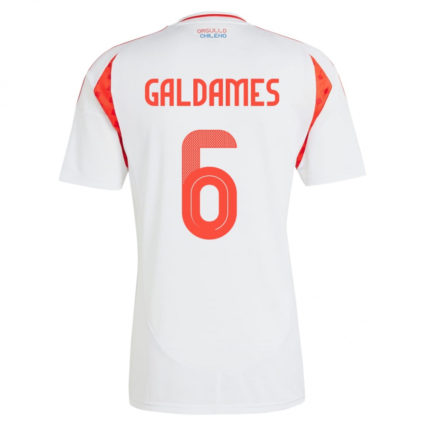 Niño Fútbol Camiseta Chile Thomas Galdames #6 Blanco 2ª Equipación 24-26 Argentina