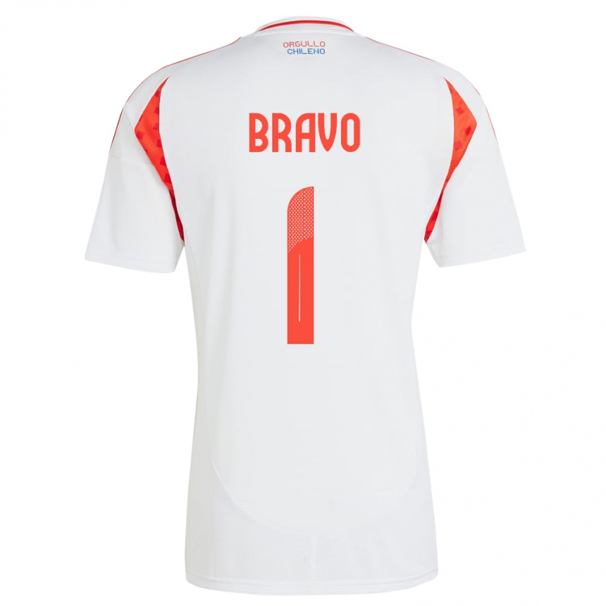 Niño Fútbol Camiseta Chile Claudio Bravo #1 Blanco 2ª Equipación 24-26 Argentina